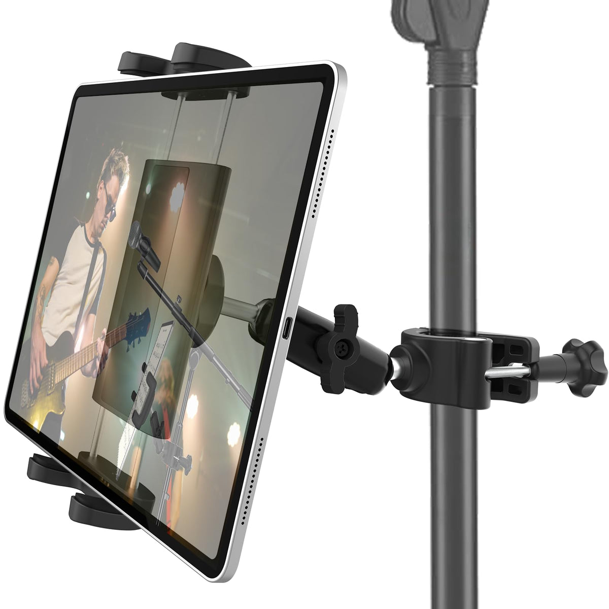Tablet Holder for Microphone Stand, 360° Adjustable Mount for 4-13" Devices