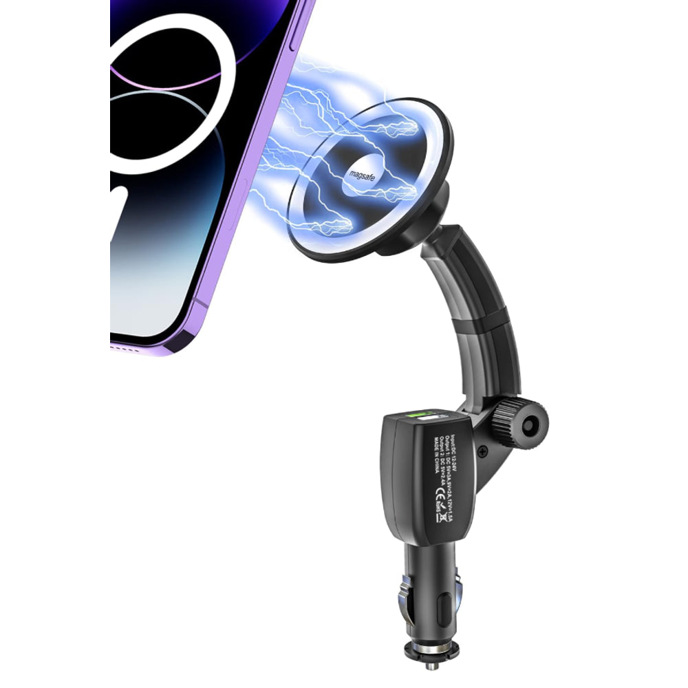 Woleyi MagSafe Car Mount – Cigarette Lighter with Dual USB Fast Charger